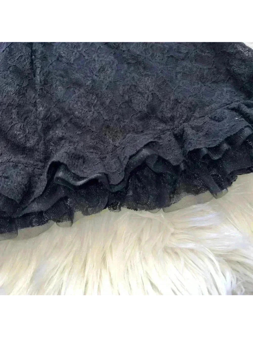 Inner Secrets Lingerie Y2K Gothic Lace Babydoll Ruffle Hem Medium - Picture 6 of 9